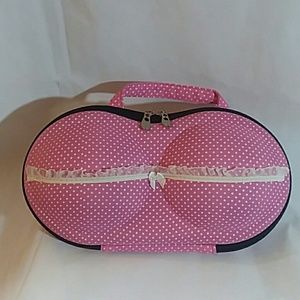 Hard Shell Bra Lingerie Travel Case Polka Dot